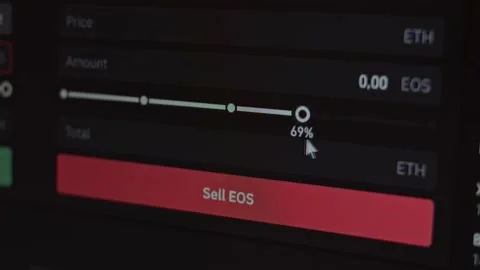 Process of selling EOS. Choosing the amount of EOS to sell Stock Footage 149553352
