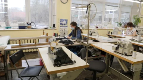 The process of sewing from fabric in the atl Stock Footage 139099807