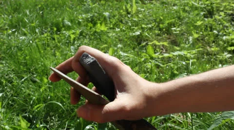 The process of sharpening the ax 2 스톡 동영상 24739135