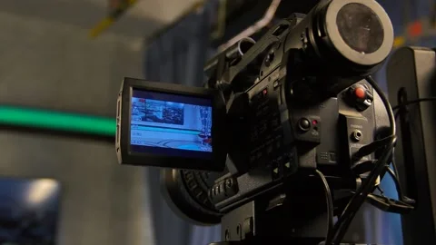 The process of shooting a studio camera Stock Footage 139384498