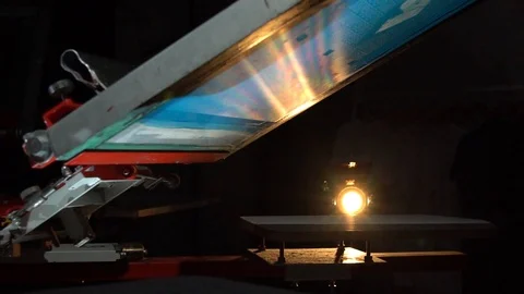 The process of silk screen printing Stock Footage 104542929