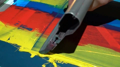 The process of silk screen printing Stock Footage 104542954