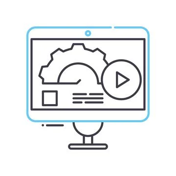 Process simulation line icon, outline symbol, vector illustration, concept sign Stock Illustration