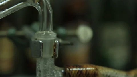 The process of solution boiling in a flask in a chemical laboratory. Stock Footage 102600279