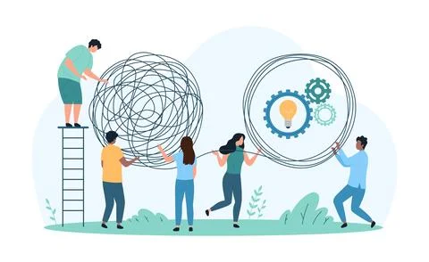 Process solving of complicated problem, simplicity in psychotherapy of tiny 스톡 일러스트