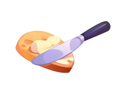 Process of spreading butter on a slice of bread Stock Illustration