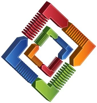 Process square diagram - 3d arrows Stock Illustration