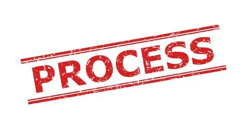 PROCESS Stamp with Grunge Surface and Double Parallel Lines Illustrazione stock