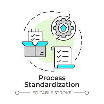 Process standardization flat linear concept icon Stock Illustration