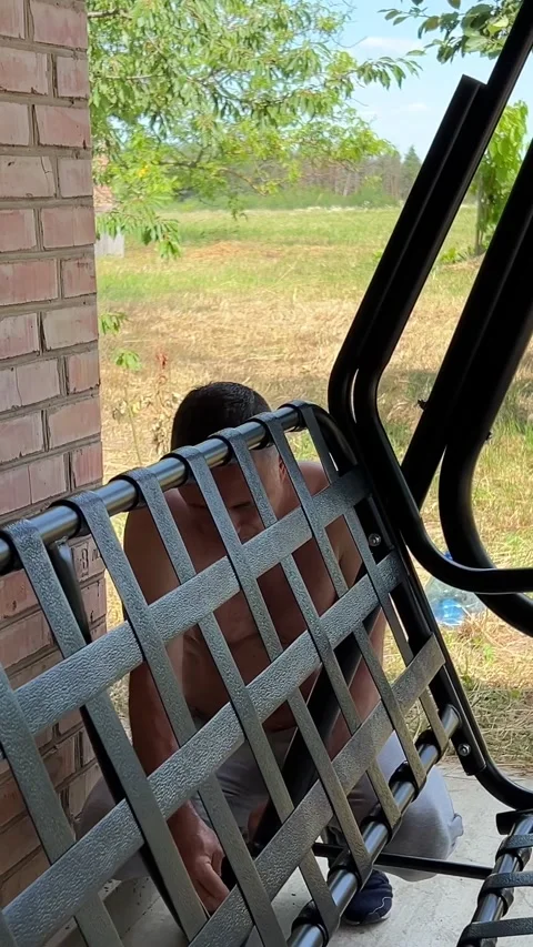 Process Step by step instructions garden swing. assembling a swing skilled Stock Footage 316053795