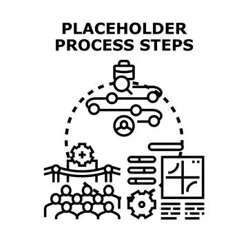 Process steps planning and workflow development concept Illustrazione stock