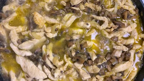 The process of stewing meat. Top view. Stock-Footage 301887115