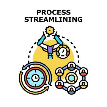 Process streamlining concept illustrating business optimization and workflo.. Stock Illustration