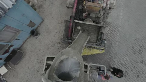 The process of supplying concrete to create floors of a new building Stock Footage 219687810