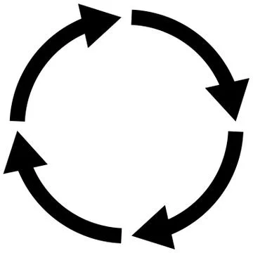 Process symbol on white background. four step cycle arrow sign. flat style. c Stock Illustration