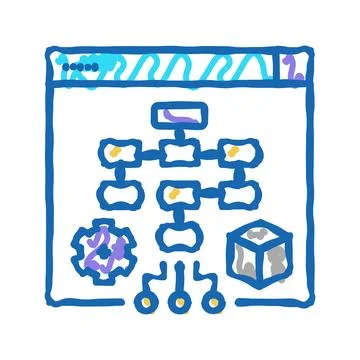 Process system icon doodle illustration Stock Illustration