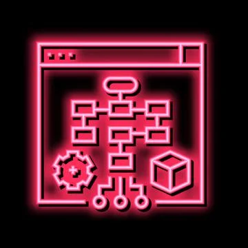 Process system neon glow icon illustration Stock Illustration