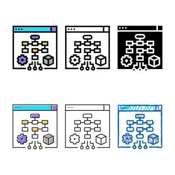 Process system variants color icon vector Stock Illustration