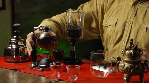 The process of tea in the siphon traditions of Asia Stock Footage 105604230
