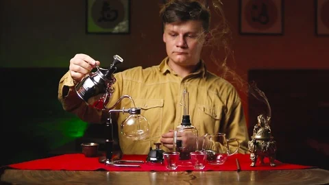 The process of tea in the siphon traditions of Asia Stock Footage 105604331