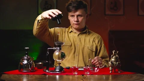 The process of tea in the siphon traditions of Asia Stock Footage 105604452