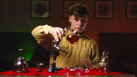 The process of tea in the siphon traditions of Asia Stock Footage 105604548