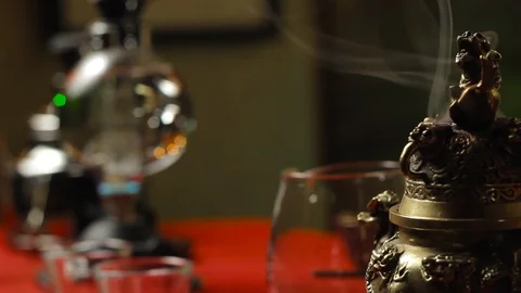 The process of tea in the siphon traditions of Asia Stock Footage 105604640