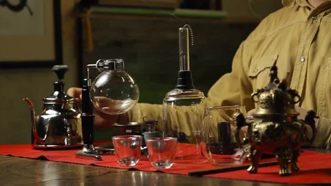The process of tea in the siphon traditions of Asia Stock Footage 105604663