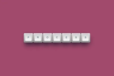Process text on a 3d keyboard button with shadow concept series Иллюстрация