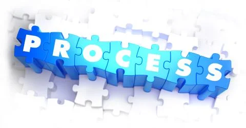 Process - Text on Blue Puzzles Illustrazione stock