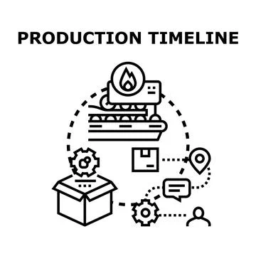 Process timeline managing manufacturing logistics and supply chain Stock Illustration