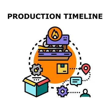 Process timeline managing manufacturing logistics and supply chain Stock Illustration