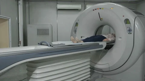 Process Of Tomograph's Work. Parts Of Special Medical Equipment Move, While Stock Footage 107492318