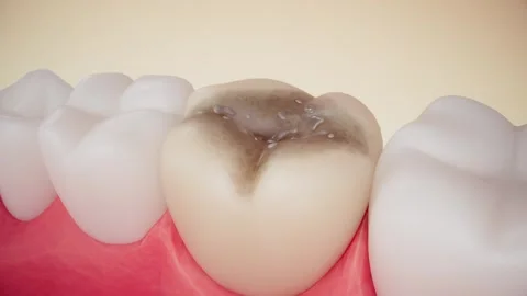 The process of tooth decay: tooth health - cavities Stock Footage 315030232