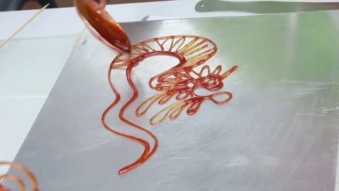 The process of traditional chinese melted sugar painting Stock Footage 80996789