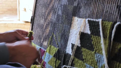 The process of traditional, hand-made carpet Stock Footage 259795392