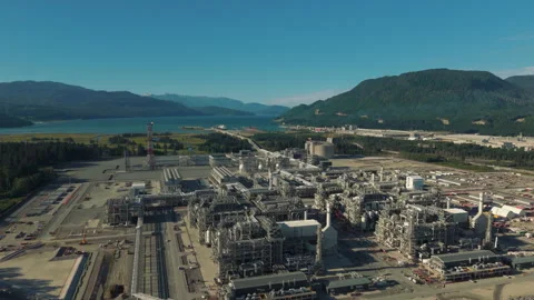 The process trains of an LNG plant in northern British Columbia, Part 2 Stock Footage 318017341