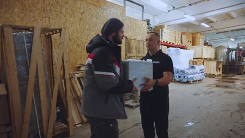 The process of transferring the goods, the transfer of the parcel Stock Footage 296348051