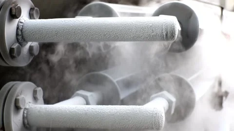 The process of transferring liquid oxygen from a delivery truck Stock Footage 182211067