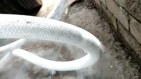 The process of transferring liquid oxygen from a delivery truck Stock Footage 192181324