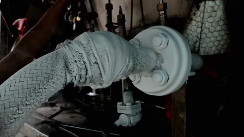 The process of transferring liquid oxygen from a delivery truck Stock Footage 192181482