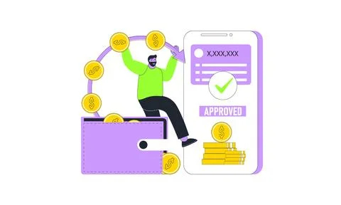 The process of transferring from a wallet to a digital wallet. Payment or m.. Stock Illustration
