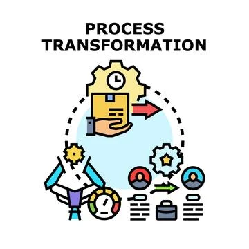 Process transformation improving business management development strategy Stock Illustration