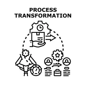 Process transformation improving business management development strategy Stock Illustration