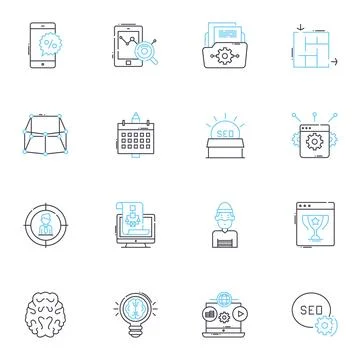Process transformation linear icons set. Innovation, Efficiency, Automation Stockillustratie