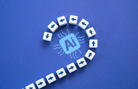 The process of transition to the use of artificial intelligence AI. Develop.. Stockfoto's