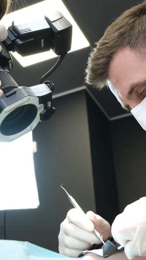 The process of treating a woman's teeth using modern technologies and tools Stock-Footage 250383796