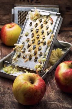 Process trowel ripe aromatic apples for fruit salad Stock Photos