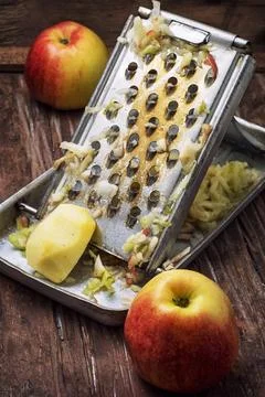 Process trowel ripe aromatic apples for fruit salad Stock Photos
