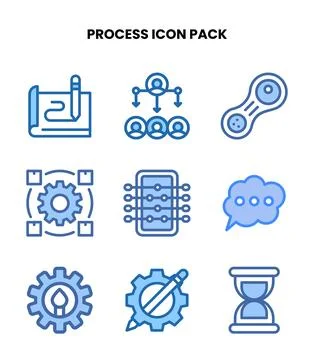 Process Two Colour Bundle Icons Pack Stock Illustration